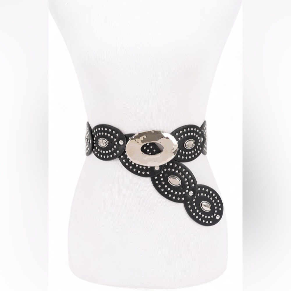 Vegan Leather Western Concho Statement Belt